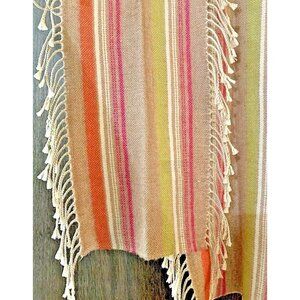 Unisex Wool Neck Scarf Fringed -France- Victoire Mathieu Earthy Soft Stripe